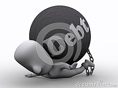 Press by Debt Cartoon Illustration