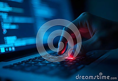 Press enter button on computer, close up of a finger pressing a button on keyboard Stock Photo