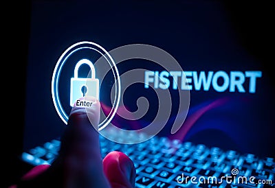 Press enter button on computer, close up of a finger pressing a button on keyboard Stock Photo