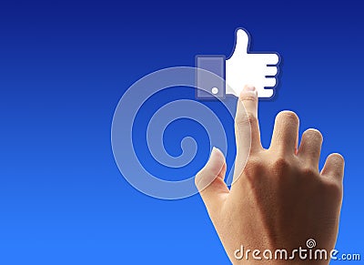 Press Facebook Like Button Editorial Stock Photo