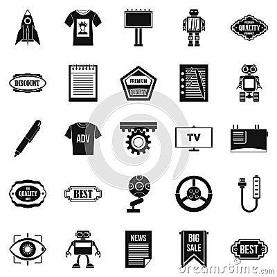 Press room icons set, simple style Vector Illustration