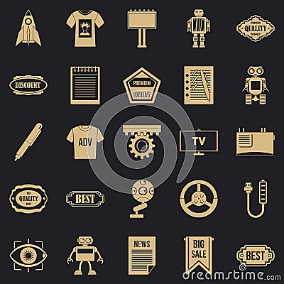 Press room icons set, simple style Vector Illustration