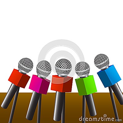 Press room microphones Vector Illustration