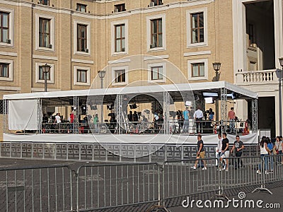Press stand pavillion in St Peter square Editorial Stock Photo