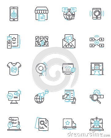 Press summary linear icons set. Briefing, Overview, Recap, Digest, Condensed, Synopsis, Abstract line vector and concept Vector Illustration