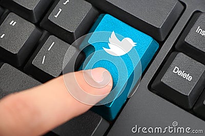 Press Twitter Keyboard Button Editorial Stock Photo