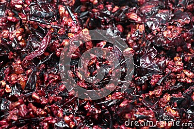 Pressed grape pomace, seeds and skins. Winemaking background Stock Photo