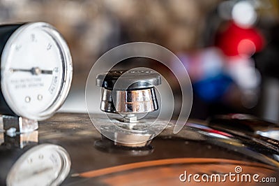 pressure cooker guage and releave valve Stock Photo