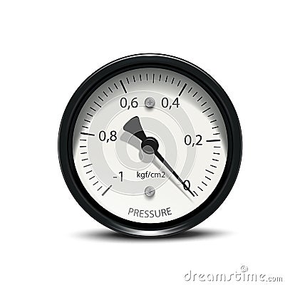 Pressure gauge with air bubble, realistic chrome and metal. Vector Illustration