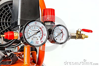 Pressure gauge in air Compressor Stock Photo