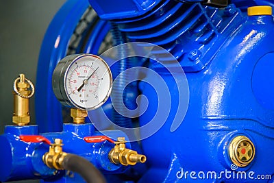 Pressure gauge, measuring instrument close up. boiler, gauge Stock Photo