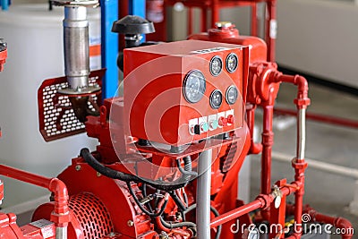 Pressure guage monitor and pump sysyem Stock Photo