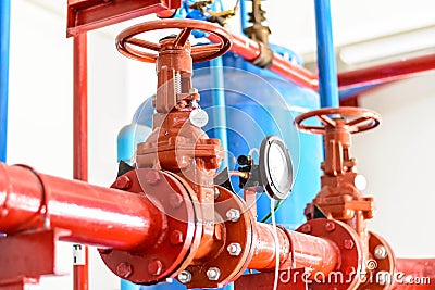 Pressure guage monitor and valve sysyem Stock Photo