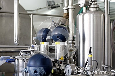Pressure tanks in factory Stock Photo