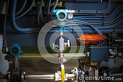 Pressure transmitter in oil and gas industry Stock Photo