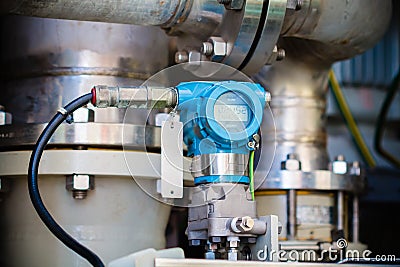 Pressure transmitter in oil and gas process Stock Photo