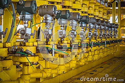 Pressure transmitter in oil and gas process Stock Photo