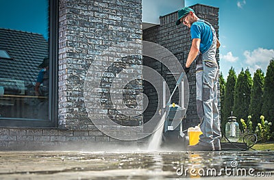 Pressure Washer Cleaning Stock Photo