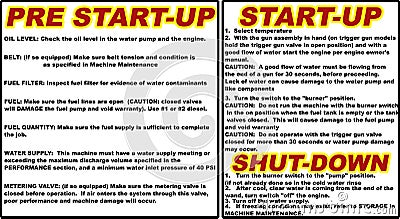 Pressure washer instructions pre start-up start-up shut-down vector illustration Vector Illustration