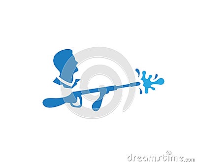 Pressure washing and man logo template. Cleaning vector design Vector Illustration