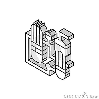 pressurized water reactor nuclear energy isometric icon vector illustration Vector Illustration