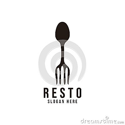 presto. spoon and fork. restaurant logo Ideas. Inspiration logo design. Template Vector Illustration. Isolated On Black Background Vector Illustration