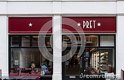 Pret a Manger entrance Editorial Stock Photo