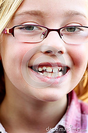 Preteen, Glasses and a Big Smile Stock Photo