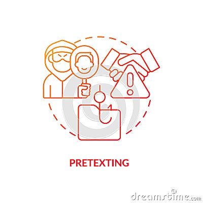 Pretexting red gradient concept icon Vector Illustration
