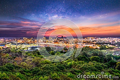 Pretoria city at night with sky full of stars Stock Photo