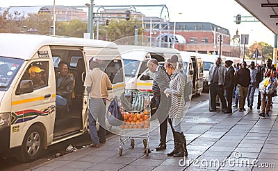 Minibus taxi rank in South Africa. Editorial Stock Photo