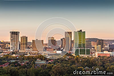Pretoria Tshwane, South Africa - April 17th, 2016. Sunrise view of city center skyline. Editorial Stock Photo