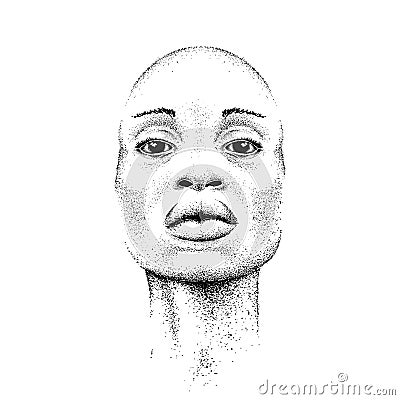 Pretty African American Girl. Beautiful black woman. Hand draw vector illustration Vector Illustration