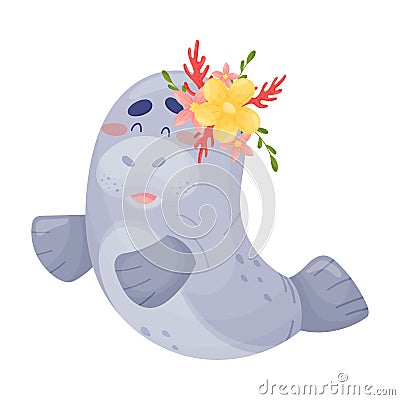 Pretty Animated Elephant Seal Baby Vector Illustration Cartoon Character Vector Illustration