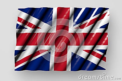 pretty glossy flag of United Kingdom (UK) with big folds lay isolated on grey - any holiday flag 3d illustration Cartoon Illustration