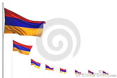 Pretty Armenia isolated flags placed diagonal, picture with soft focus and space for content - any feast flag 3d illustration Cartoon Illustration