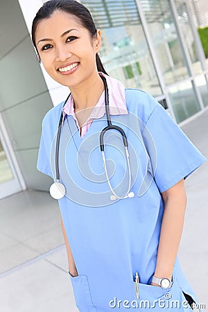 Pretty Asian Nurse Stock Photo