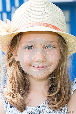Pretty beautifull young girl child in summer day Stock Photo