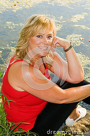 Pretty blond woman glamour Stock Photo