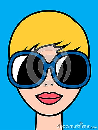 Pretty blond woman wearing trendy sunglasses Vector Illustration