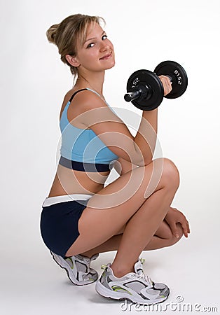 Pretty Blonde With Weights Stock Photo