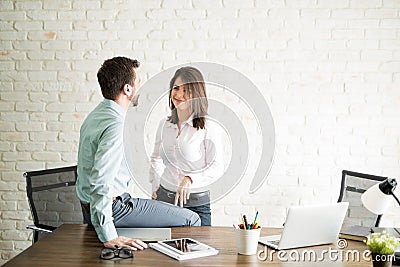Romantic fling at the office Stock Photo