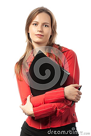 Pretty businesswoman with folder Stock Photo