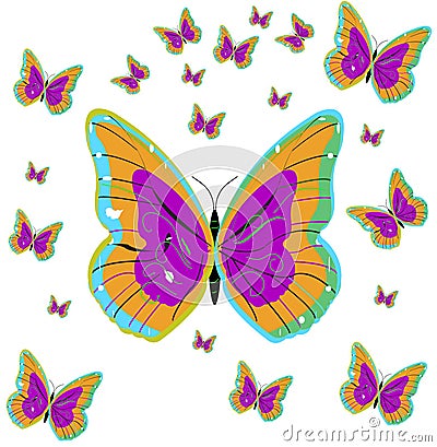 Illustration -butterflies Cartoon Illustration