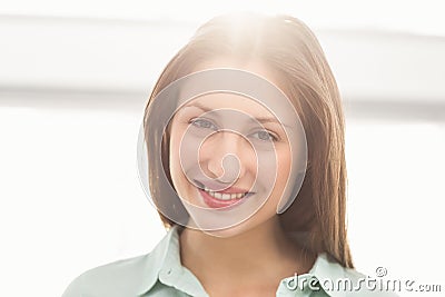 Pretty casual businesswoman smiling Stock Photo