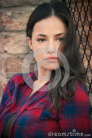 Pretty casual urban girl portrait in the city Stock Photo