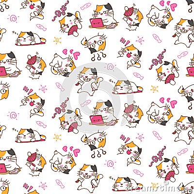 Pretty cats seamless pattern background Vector Illustration