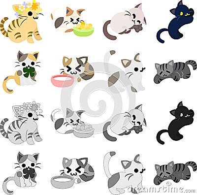 The pretty cats Vector Illustration