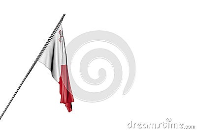 cute Malta flag hangs on a in corner pole isolated on white - any celebration flag 3d illustration Cartoon Illustration