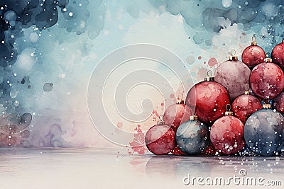 Pretty loose watercolour illustration of christmas baubles Stock Photo